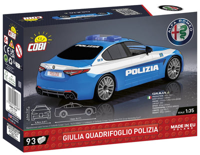 Alfa Romeo Gulia Quadrifoglio brick model police car.- COBI 24606 - 90 bricks car COBI