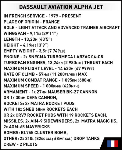 Alpha Jet French Air Force brick plane model - COBI 5842 - 364 bricks Planes Cobi
