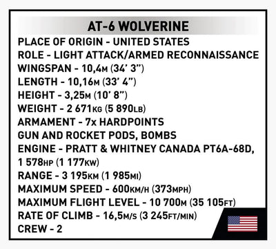 AT-6 Wolverine brick plane model - COBI 5905 - 262 bricks Planes Cobi