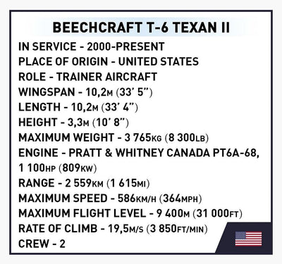 Beechcraft T-6 Texan II brick plane model - COBI 26624 - 192 bricks Planes Cobi