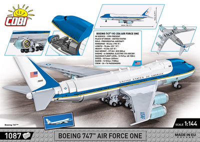 Boeing 747 Air Force One brick plane model - COBI 26610 - 1050 bricks Planes BRICKTANKS