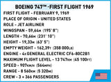 Boeing 747 First Flight 1969 brick plane model - COBI 26609 - 1051 bricks Planes COBI