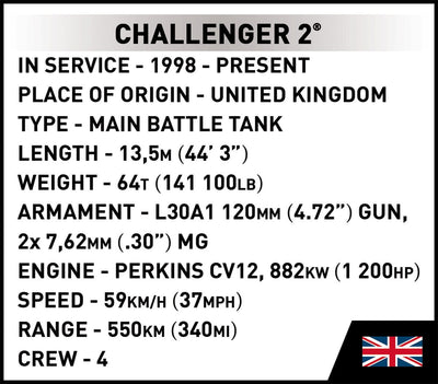 Challenger 2 brick tank model - COBI 2627 - 950 bricks Tank COBI