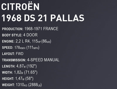 Citroen DS.21 Pallas 1968 brick car model - COBI 24348 - 2265 bricks car Cobi