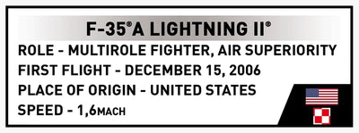 F-35A Lightning II "Husarz" brick plane model - COBI 5904 - 600 bricks Planes Cobi