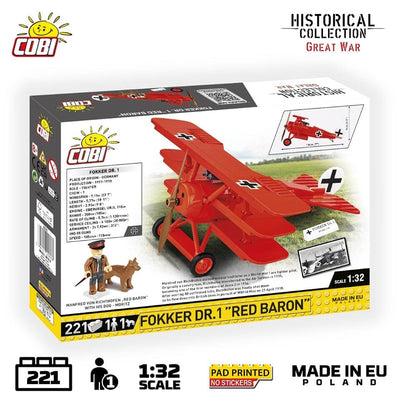 Fokker Dr. 1 ''Red Baron'' WWI brick plane model - COBI 2996 - 221 bricks Planes Cobi