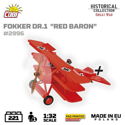 Fokker Dr. 1 ''Red Baron'' WWI brick plane model - COBI 2996 - 221 bricks Planes Cobi