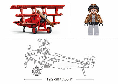 Fokker DR-1S brick model plane - Sluban M38-B1292 - 281 bricks Tank SLUBAN