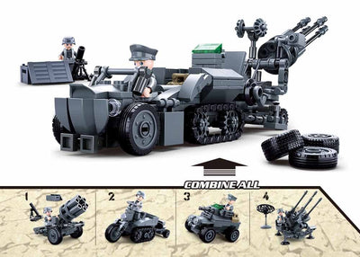 German Army (4 into 1) brick model - Sluban M38-B0681 - 368 bricks Tank SLUBAN