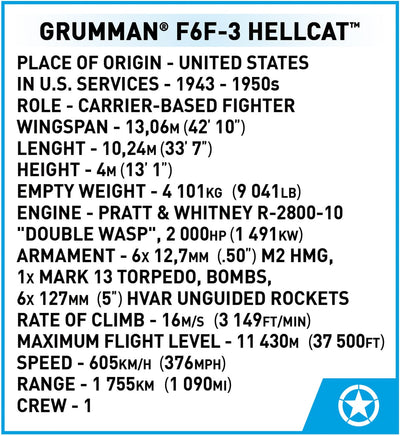Grumman F6F Hellcat brick plane model - COBI 5883- 235 bricks Planes Cobi