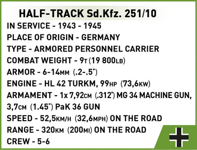 Half-track Sd. Kfz. 251/10 - COBI 3130 - 500 bricks Other Military Cobi