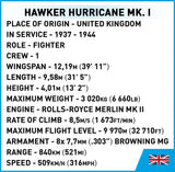 Hawker Hurricane MK.1 brick plane model - COBI 5866 - 138 bricks Planes Cobi