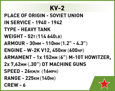 KV-2 Soviet brick tank model - COBI 2731 - 510 bricks Tank Cobi
