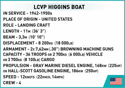 LCVP Higgins Boat brick model - COBI 4849 - 715 bricks Ship Cobi