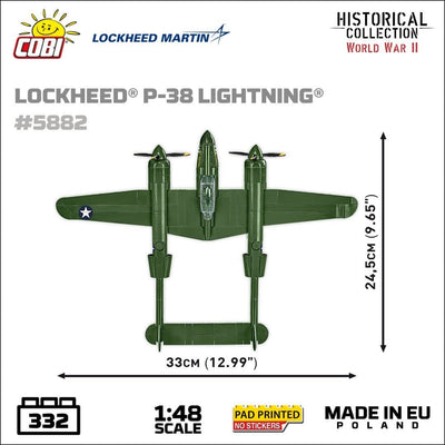 Lockheed P-38 Lightning plane brick model - COBI 5882 - 332 bricks Planes Cobi