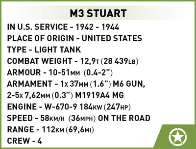 M3 Stuart brick tank model - COBI 3129 - 511 bricks Tank Cobi