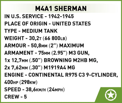 M4A1 Sherman brick tank model - COBI 3126 - 663 bricks Tank Cobi