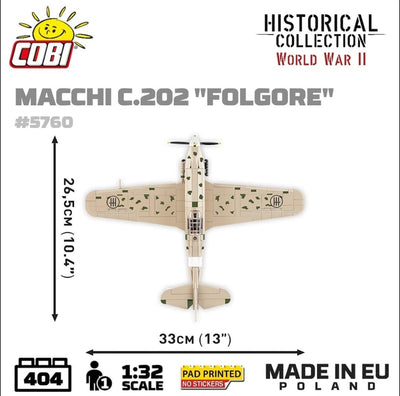Macchi C. 202 Folgore brick plane model - COBI 5760 - 405 bricks Planes Cobi