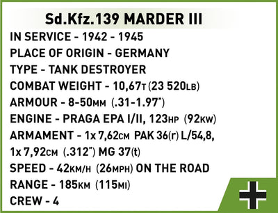 Marder III (Sd.Kfz.139) brick model tank - COBI 3131 - 486 bricks Tank Cobi