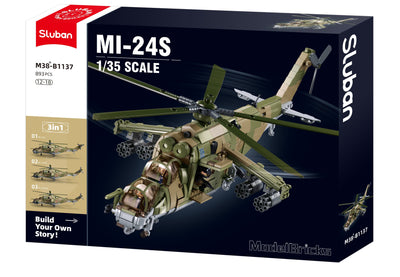 MI-24S brick model helicopter - Sluban M38-B1137 - 893 bricks Tank SLUBAN