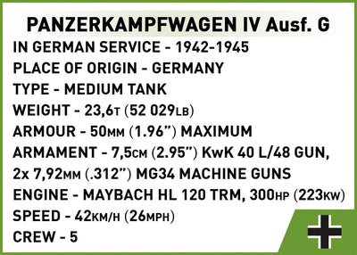Panzerkampfwagen IV Ausf.G brick tank model - COBI 3127 - 643 bricks Tank Cobi