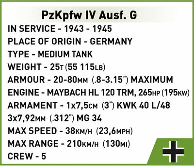 PzKpfw IV Ausf. G. brick tank model - COBI-2592 - 1107 bricks Cobi