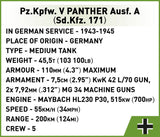Pz.Kpfw. V Panther Ausf. A brick tank model- COBI 2654 - 1150 bricks Tank Cobi