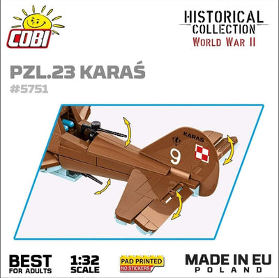 PZL.23 Karas brick plane model - COBI 5751- 586 bricks Planes Cobi