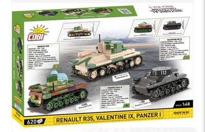 Renault R35, Valentine IX, Panzer I Museum 3-pack brick model set - COBI 2740 - 620 bricks Tank Cobi