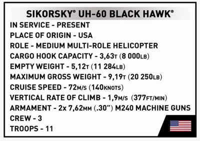 Sikorsky UH-60 Black Hawk helicopter brick model - COBI 5906 - 928 bricks Planes Cobi