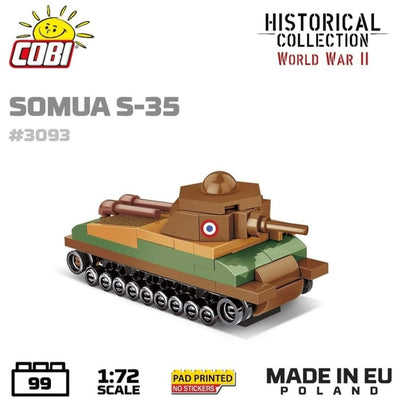 Somua S-35 brick tank model - COBI 3093 - 99 bricks Tank Cobi