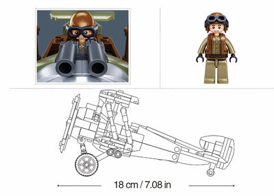 Sopwith Camel S brick model plane - Sluban M38-B1293 - 293 bricks Tank SLUBAN