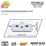 Sturmpanzerwagen A7V brick tank model - COBI 3094 - 119 bricks Tank Cobi