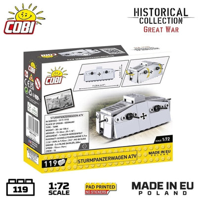 Sturmpanzerwagen A7V brick tank model - COBI 3094 - 119 bricks Tank Cobi