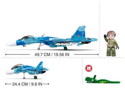 SU-27 Fighter 2 in 1 brick model plane - Sluban M38-B0985 - 1040 bricks Planes SLUBAN