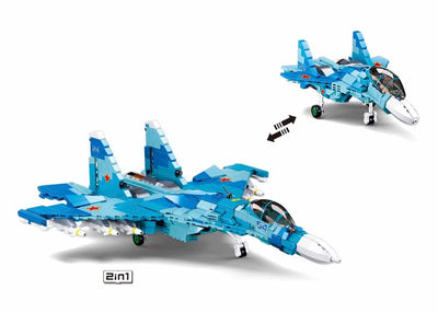 SU-27 Fighter 2 in 1 brick model plane - Sluban M38-B0985 - 1040 bricks Planes SLUBAN