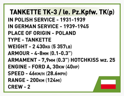 TK-3 Tankette brick model - COBI 2658 - 323 bricks Cobi