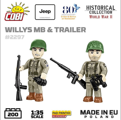Willys MB Jeep & trailer - COBI 2297 - 200 bricks Other Military Cobi