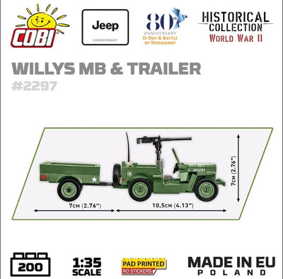 Willys MB Jeep & trailer - COBI 2297 - 200 bricks Other Military Cobi