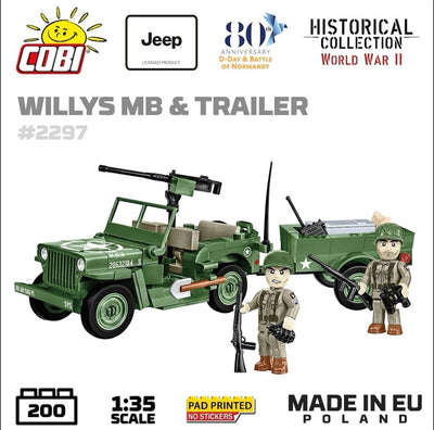 Willys MB Jeep & trailer - COBI 2297 - 200 bricks Other Military Cobi