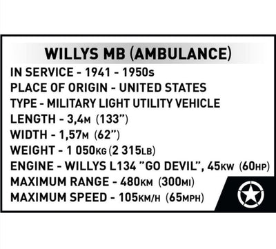 Willys MB Medical - COBI 2806 - 1131 brick Jeep model car Cobi