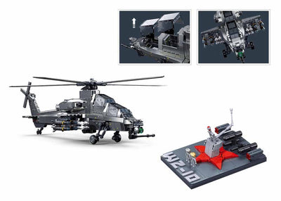 WZ-10S brick model helicopter - Sluban M38-B1233 - 914 bricks Tank SLUBAN