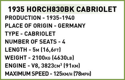 1935 Horch 830 Cabriolet - COBI 2262 - 243 Bricks - BRICKTANKS