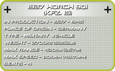 Afrika Korps 1937 Horch 901 (KFZ 15) - COBI 2256 - 178 Bricks - BRICKTANKS