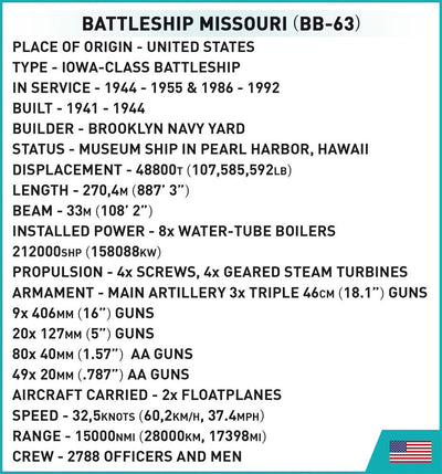 Battleship Missouri - COBI 4837 - 2640 Bricks - BRICKTANKS