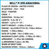 Bell P-39D Airacobra plane brick model - COBI 5746- 361 brick Planes Cobi