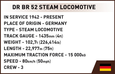 DRB Class 52 Steam Locomotive with coal wagon - COBI 6282 - 2505 brick train Toys & Games Cobi