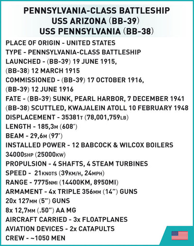 Executive Edition - 2 in 1 Pennsylvania-Class Battleship - COBI 4842 - 2100 Bricks - BRICKTANKS