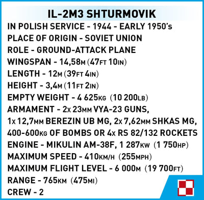 Ilyushin II 02 Sturmovik MWP 623 brick plane model - COBI 5744- 636 bricks Planes Cobi