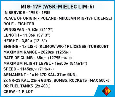 LIM 5 MIG-17F East German Cold War Fighter - COBI 5825 - 575 Bricks - BRICKTANKS